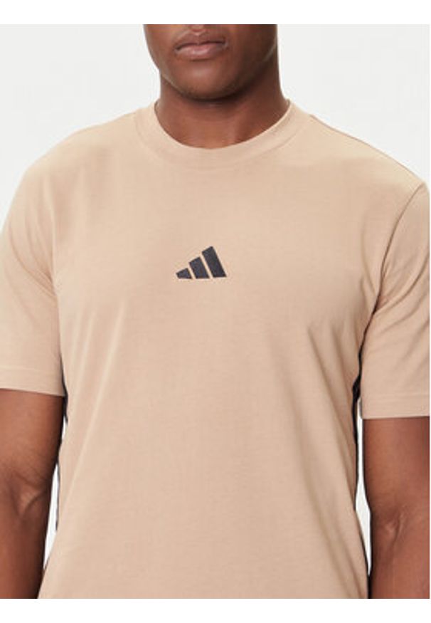 Adidas - adidas T-Shirt Essentials 3-Stripes JX0734 Beżowy Regular Fit. Kolor: beżowy. Materiał: bawełna