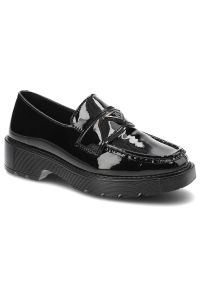 Czarne Mokasyny Filippo Eleganckie Skórzane Buty Damskie. Okazja: na co dzień. Zapięcie: bez zapięcia. Kolor: czarny. Materiał: lakier, skóra ekologiczna. Szerokość cholewki: normalna. Obcas: na obcasie. Styl: elegancki. Wysokość obcasa: niski
