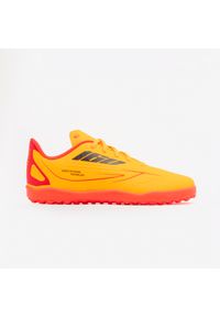 KIPSTA - Buty piłkarskie dla dzieci Kipsta Agility 160 Turf sznurowane. Nosek buta: okrągły. Zapięcie: rzepy. Kolor: pomarańczowy, wielokolorowy, żółty. Materiał: poliester. Szerokość cholewki: normalna. Sport: piłka nożna