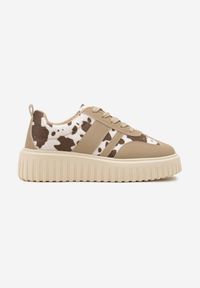 Renee - Czarno-Białe Sneakersy na Tłoczonej Platformie z Paskami Rilasena. Okazja: na co dzień. Zapięcie: pasek. Kolor: czarny. Wzór: paski. Obcas: na platformie #4