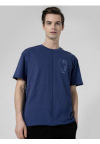 outhorn - T-shirt z haftem męski - granatowy. Okazja: na co dzień. Kolor: niebieski. Materiał: bawełna, dzianina. Wzór: haft. Styl: casual #2