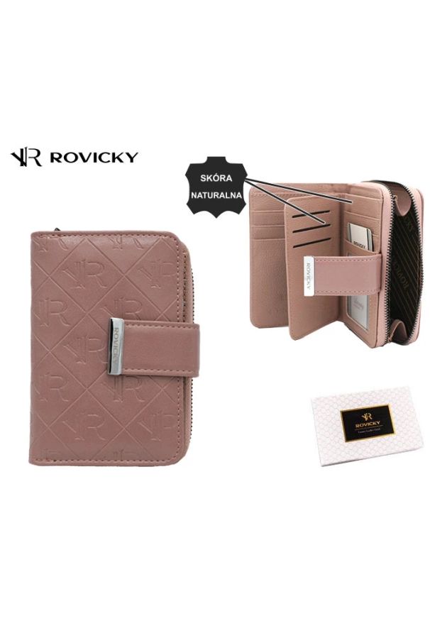 ROVICKY - Portfel damski RFID różowy Rovicky RPX-31-PMT. Kolor: różowy. Materiał: skóra ekologiczna