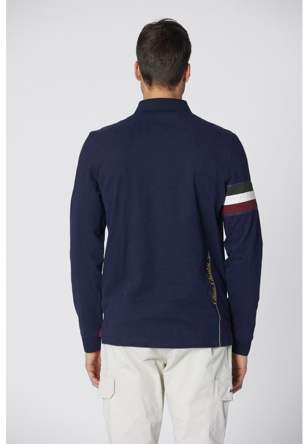 Aeronautica Militare - AERONAUTICA MILITARE Granatowy męski longsleeve polo Jersey, Rozmiar XXL. Typ kołnierza: polo. Kolor: niebieski. Materiał: jersey. Długość rękawa: długi rękaw