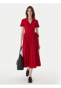 TOMMY HILFIGER - Tommy Hilfiger Sukienka codzienna 1985 WW0WW45733 Czerwony Regular Fit. Okazja: na co dzień. Kolor: czerwony. Materiał: syntetyk. Typ sukienki: proste. Styl: casual #3