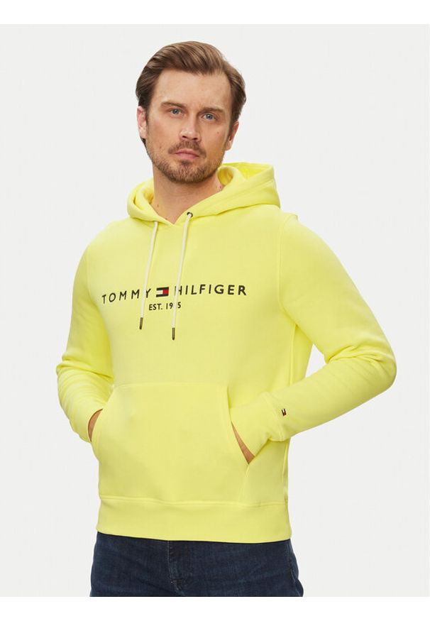 TOMMY HILFIGER - Tommy Hilfiger Bluza Logo MW0MW11599 Żółty Regular Fit. Kolor: żółty. Materiał: bawełna