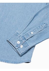 Ombre Clothing - Koszula męska z długim rękawem K566 - niebieska - XXL. Okazja: na co dzień. Kolor: niebieski. Materiał: jeans, bawełna. Długość rękawa: długi rękaw. Długość: długie. Styl: casual #5