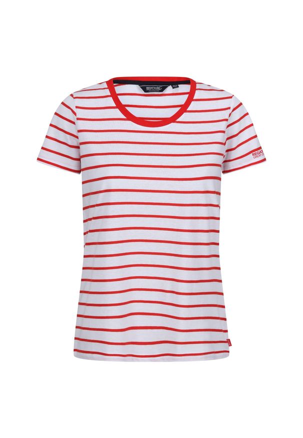 Regatta - T-shirt Damski Paski Filandra VIII. Kolor: czerwony, biały, wielokolorowy. Wzór: paski. Sport: turystyka piesza