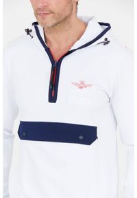 Aeronautica Militare - AERONAUTICA MILITARE Biała bluza męska z kapturem i suwakiem, Rozmiar M. Typ kołnierza: kaptur. Kolor: biały #4