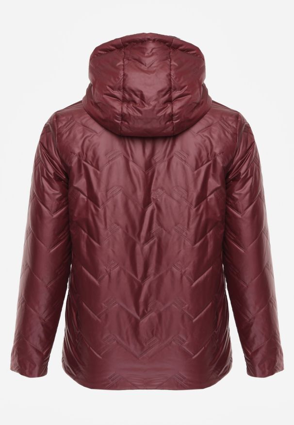 Born2be - Bordowa Pikowana Kurtka Przejściowa o Prostym Kroju z Kapturem Vimoris. Okazja: na spacer, na co dzień. Typ kołnierza: kaptur. Kolekcja: plus size. Kolor: czerwony. Materiał: poliester, jeans. Styl: casual, elegancki