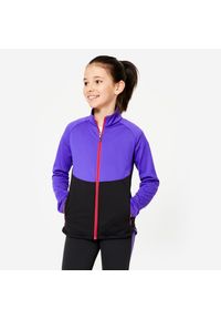 Decathlon - Bluza dziecięca Domyos rozpinana. Kolor: różowy, fioletowy, wielokolorowy, czarny. Materiał: poliester, elastan, materiał