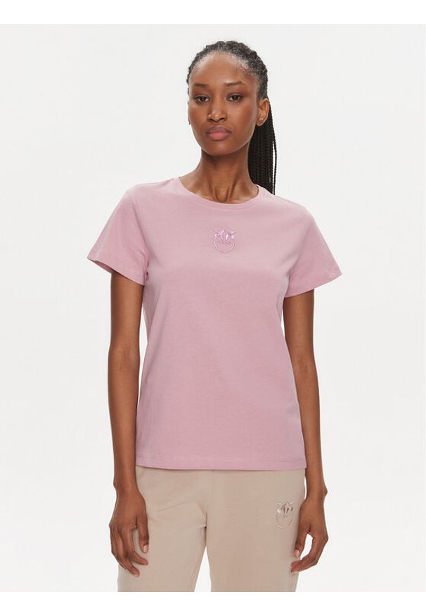 Pinko T-Shirt 100355 A1NW Różowy Regular Fit. Kolor: różowy. Materiał: bawełna