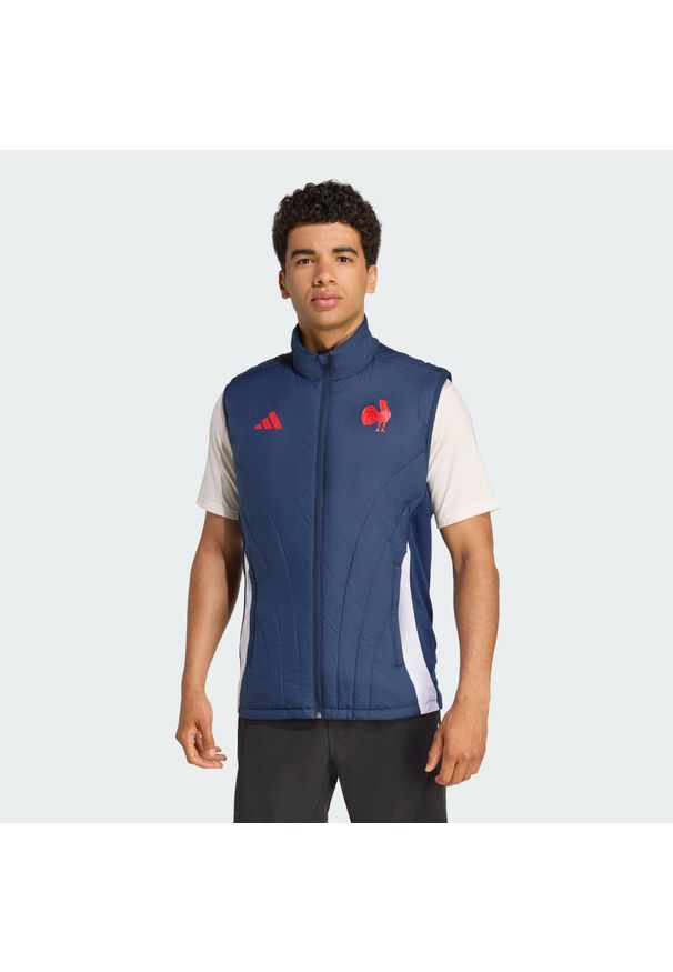 Adidas - Bezrękawnik France. Kolor: niebieski. Długość rękawa: bez rękawów. Sport: piłka nożna