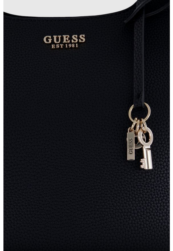 Guess - GUESS Czarna shopperka damska Calista 2 In 1. Kolor: czarny. Materiał: skórzane