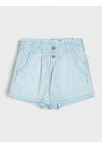 Sinsay - Szorty jeansowe paperbag - niebieski. Kolor: niebieski. Materiał: jeans #1