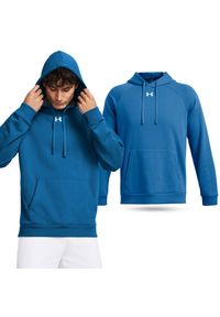 Under Armour - Bluza fitness męska UNDER ARMOUR Rival Fleece Hoodie z kapturem. Typ kołnierza: kaptur. Kolor: niebieski. Sport: fitness #1