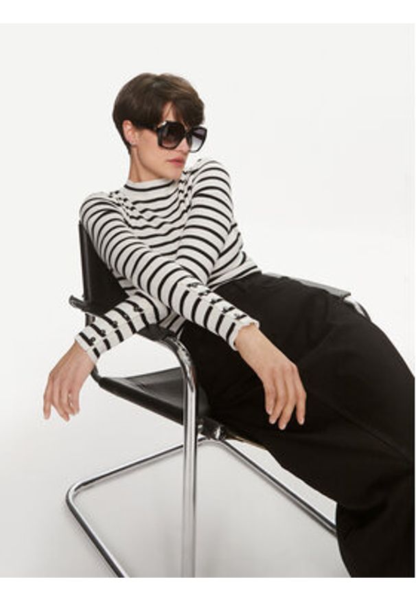 Morgan Sweter 241-MAG Biały Slim Fit. Kolor: biały. Materiał: wiskoza