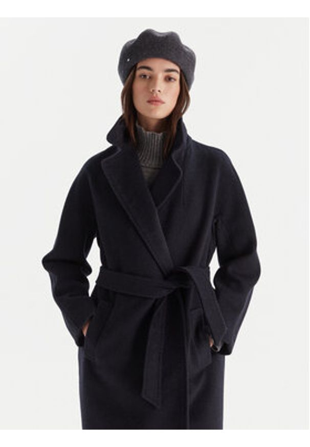 Weekend Max Mara Płaszcz wełniany Tempera 2525016082 Granatowy Regular Fit. Kolor: niebieski. Materiał: wełna