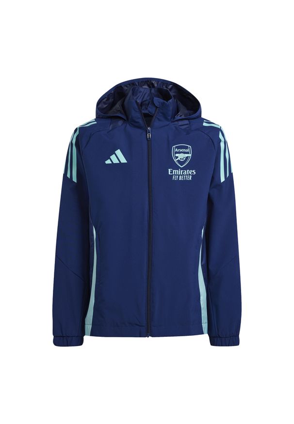 Adidas - Dziecięca bluza dresowa Arsenal Tiro 2024/25. Kolor: niebieski. Materiał: dresówka. Sport: piłka nożna