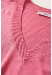 mango - Mango sweter Lucav damski kolor różowy lekki. Okazja: na co dzień. Kolor: różowy. Materiał: dzianina. Długość rękawa: długi rękaw. Długość: długie. Styl: casual