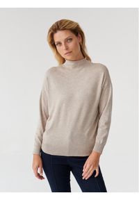 Tatuum Sweter Navi T2318.097 Beżowy Regular Fit. Kolor: beżowy. Materiał: wiskoza