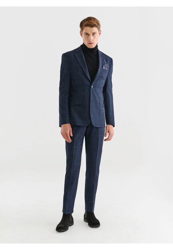 Pako Lorente - PAKO LORENTE – Granatowa marynarka garniturowa z wełną. Kolor: niebieski. Materiał: wełna. Styl: elegancki