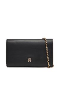 TOMMY HILFIGER - Tommy Hilfiger Torebka Th Icon Flap W/ Chain AW0AW17958 Czarny. Kolor: czarny. Materiał: skórzane