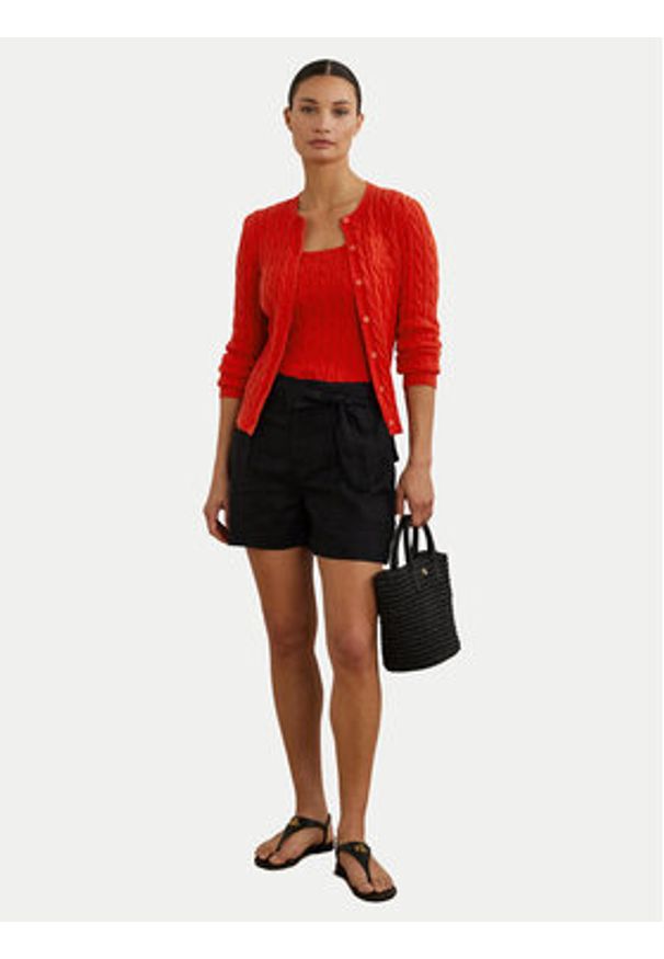 Lauren Ralph Lauren - LAUREN RALPH LAUREN Kardigan 200932225010 Czerwony Slim Fit. Kolor: czerwony. Materiał: bawełna
