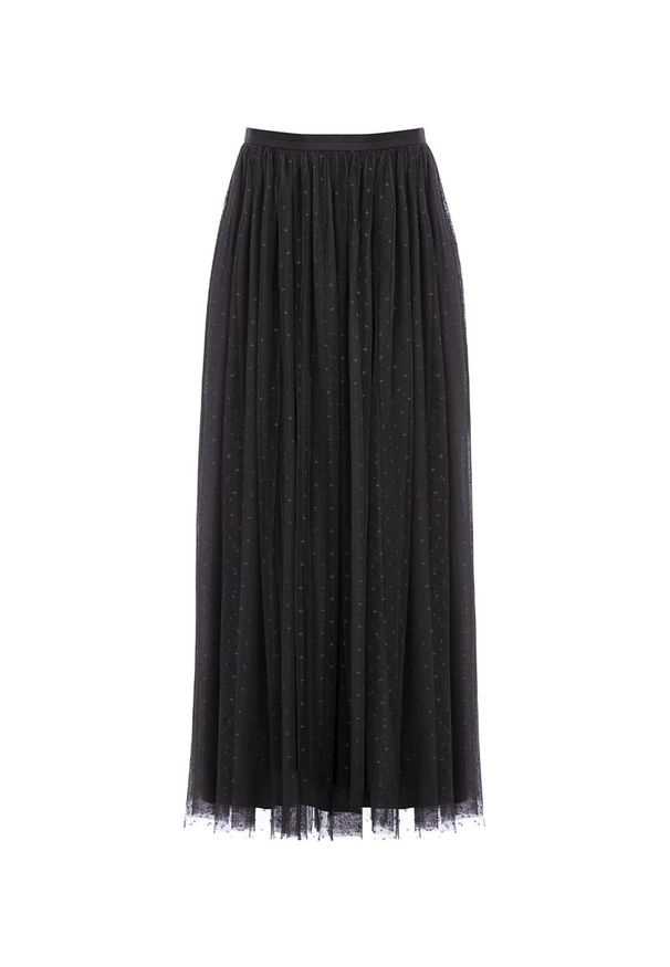 NEEDLE & THREAD - Czarna spódnica z tiulu. Okazja: na co dzień. Kolor: czarny. Materiał: tiul. Wzór: aplikacja. Styl: klasyczny, casual, sportowy, elegancki