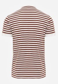 Born2be - Brązowa Bawełniana Koszulka Polo w Paski w Stylu Casual Elunilla. Okazja: na co dzień. Typ kołnierza: polo. Kolor: brązowy. Materiał: bawełna. Wzór: paski. Styl: casual #3