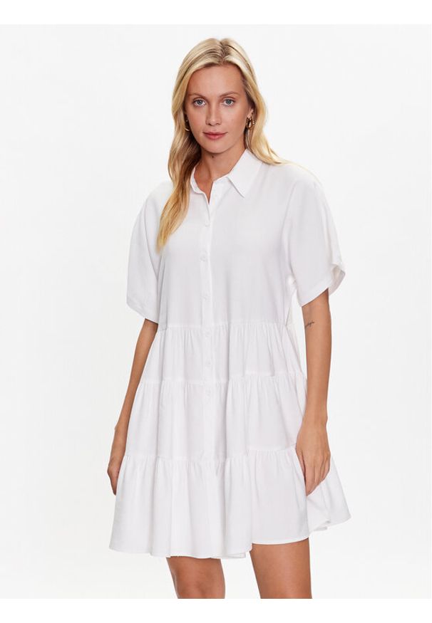 Silvian Heach Sukienka koszulowa GPP23328VE Biały Relaxed Fit. Kolor: biały. Materiał: wiskoza. Typ sukienki: koszulowe