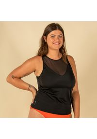 OLAIAN - Góra kostiumu kąpielowego surfingowego damska Olaian Mai tankini. Kolor: czarny. Materiał: poliester, elastan, poliamid, materiał
