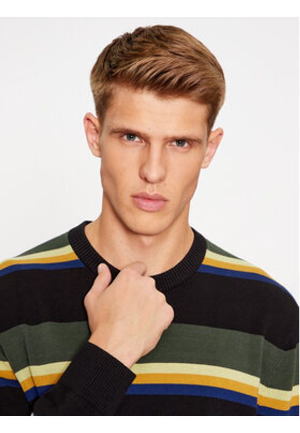 Vans Bluza Tacuba Stripe Crew Sweater VN000F50CM31 Czarny Regular Fit. Kolor: czarny. Materiał: bawełna