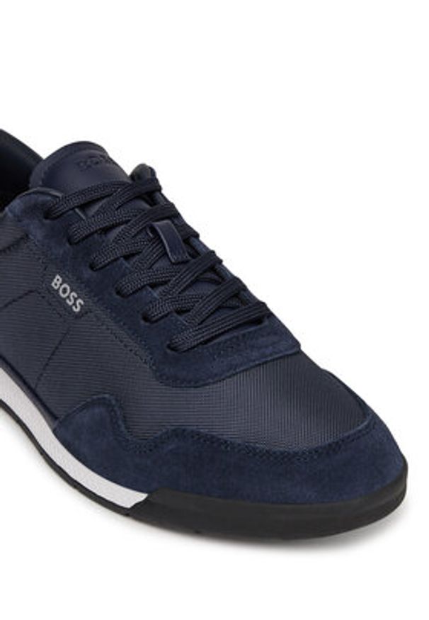 BOSS Sneakersy Titanium 50536524 Granatowy. Kolor: niebieski. Materiał: zamsz, skóra