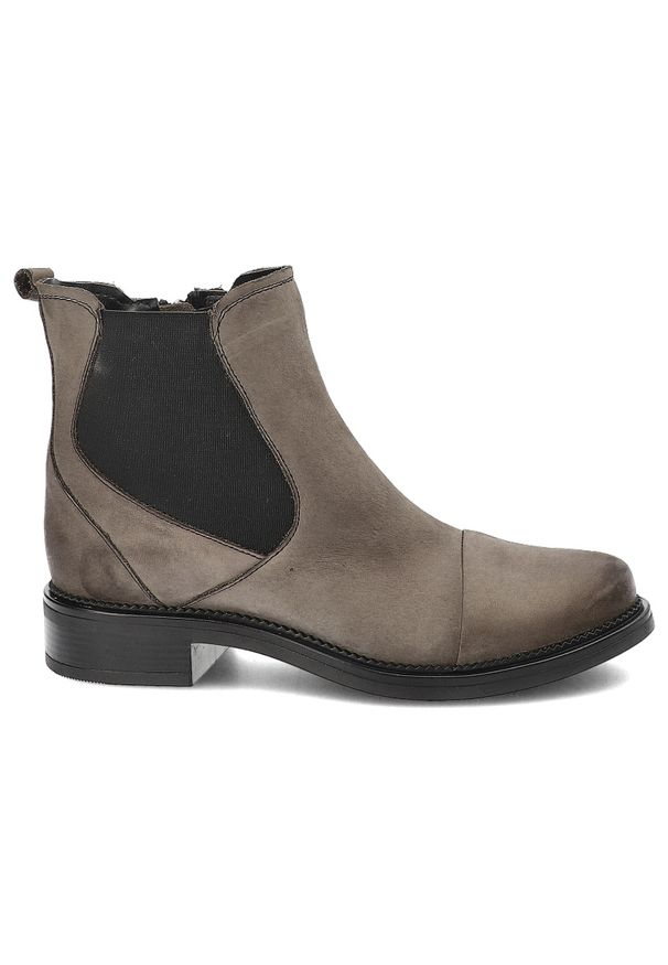 Szare Botki Pollonus Stylowe Sztyblety Damskie. Okazja: na co dzień. Kolor: szary. Materiał: nubuk. Styl: elegancki