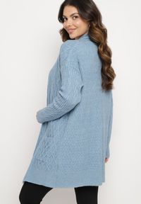 Born2be - Niebieski Długi Nierozpinany Kardigan z Tłoczeniem Vaithnia. Okazja: na spotkanie biznesowe, na co dzień. Kolor: niebieski. Materiał: jeans. Długość: długie. Styl: biznesowy, casual, elegancki #6