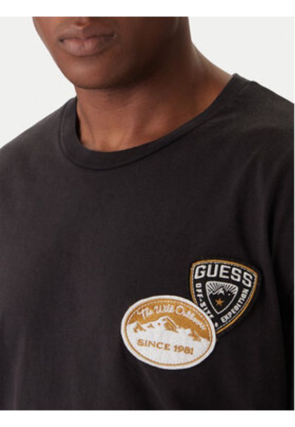 Guess T-Shirt M6RI07 KBW41 Czarny Regular Fit. Kolor: czarny. Materiał: bawełna