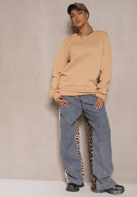 Renee - Ciemnobeżowa Bluza z Bawełną i Ściągaczami przy Rękawach Ravemi. Kolor: beżowy. Materiał: bawełna. Sezon: zima #4
