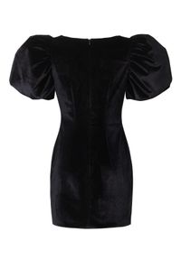 ON FLEEK - Welurowa sukienka mini z bufkami Velvet. Kolor: czarny. Materiał: welur. Typ sukienki: dopasowane. Długość: mini #3
