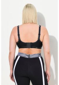 ULLA POPKEN - Damski Sportowy Biustonosz bez fiszbin siateczkowa wstawka mis. C–E. Kolekcja: plus size. Kolor: czarny. Materiał: poliester, elastan, poliamid, materiał