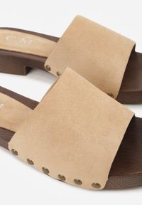 Renee - Beżowe Klapki z Nitami Lephiaphe. Okazja: na co dzień. Kolor: beżowy. Wzór: aplikacja. Sezon: lato. Styl: casual, elegancki #5