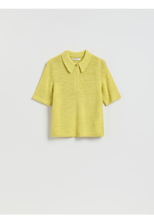 Reserved - Sweter z krótkim rękawem - zielony. Kolor: zielony. Materiał: dzianina. Długość rękawa: krótki rękaw. Długość: krótkie