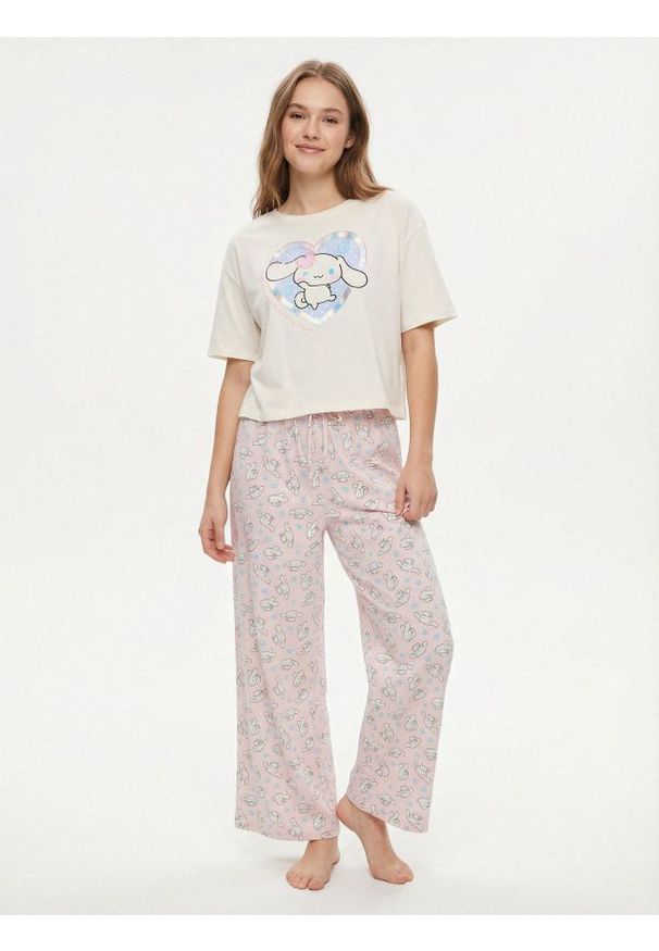 Sinsay - Bawełniana piżama dwuczęściowa z nadrukiem My Melody - kremowy. Kolor: kremowy. Materiał: bawełna. Wzór: nadruk