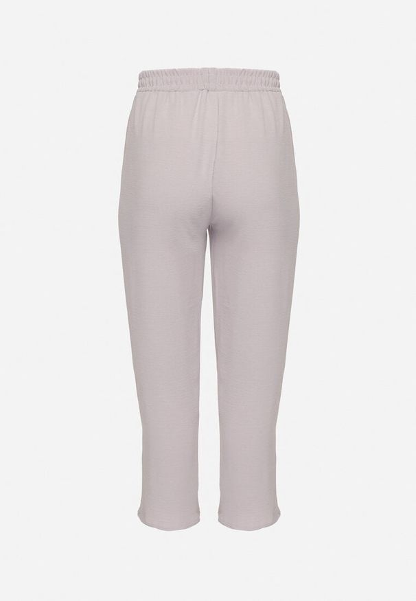 Born2be - Szare Szerokie Spodnie z Bawełną i Wysokim Stanem Naitte. Okazja: na co dzień. Stan: podwyższony. Kolor: szary. Materiał: bawełna. Styl: casual, elegancki