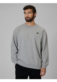 4f - 4F Bluza dresowa regular bez kaptura męska - szara M. Okazja: na co dzień. Typ kołnierza: bez kaptura. Kolor: szary. Materiał: dresówka. Styl: casual #1