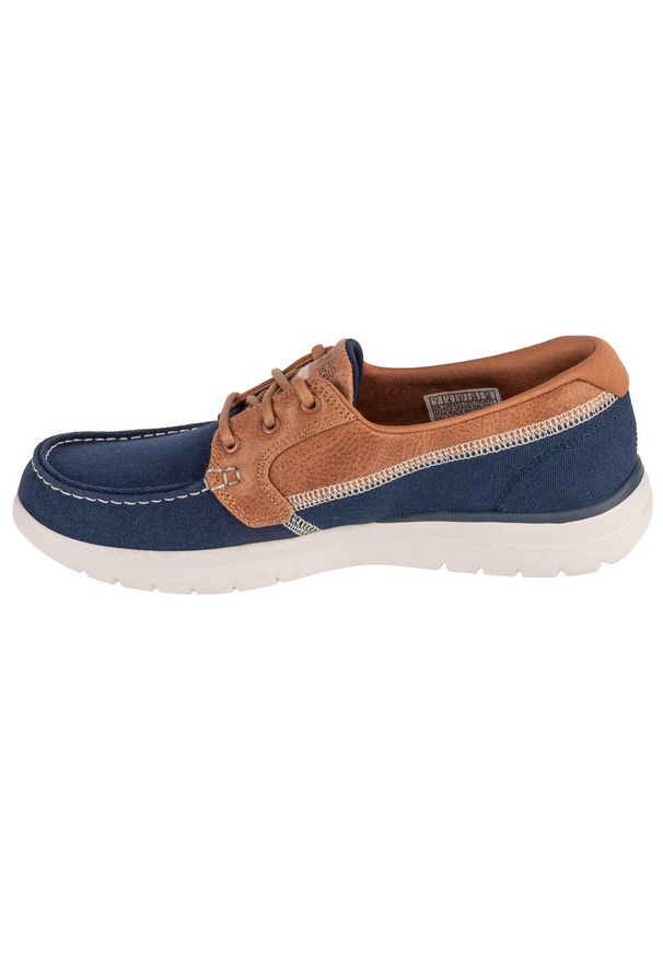 skechers - Buty do chodzenia damskie Skechers On The Go Flex Embark. Kolor: niebieski. Materiał: materiał, tkanina. Szerokość cholewki: normalna. Sport: turystyka piesza