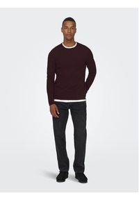 Only & Sons Sweter 22016980 Bordowy Regular Fit. Kolor: czerwony. Materiał: bawełna #6