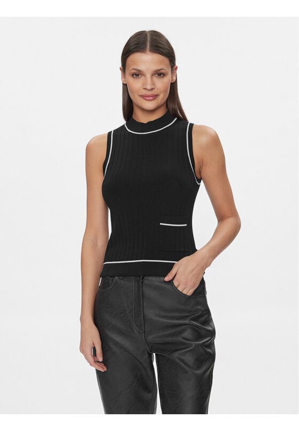 Armani Exchange Top 3DYH2A YMH6Z 1200 Czarny Regular Fit. Kolor: czarny. Materiał: syntetyk, wiskoza