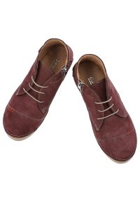 Bordowe Botki Artiker Wygodne Skórzane Obuwie Damskie. Okazja: na co dzień. Zapięcie: sznurówki. Kolor: czerwony. Materiał: skóra. Styl: casual, klasyczny, elegancki