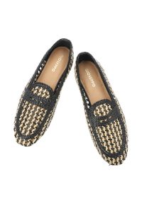 Hot Potatoes by Gioseppo - Baleriny damskie Gioseppo, niski obcas wsuwany fason klasyczny mokasyn zamknięty nosek pleciona cholewka kontrastowe detale, czarne, 79108. Okazja: na spacer. Kolor: czarny. Szerokość cholewki: normalna. Wzór: ażurowy. Obcas: na obcasie. Styl: klasyczny. Wysokość obcasa: niski #7