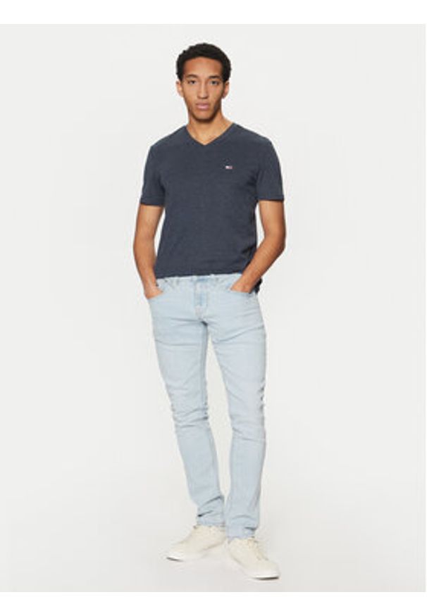 Tommy Jeans T-Shirt Jaspe DM0DM20364 Granatowy Slim Fit. Kolor: niebieski. Materiał: bawełna